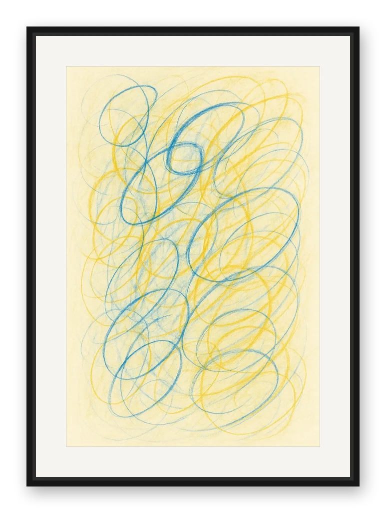 Blau & Gold als Posterdruck im Raum