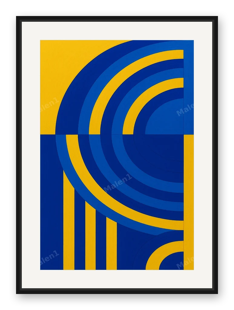 Blau & Gold als Posterdruck im Raum