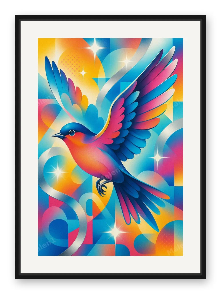 Vogel als Posterdruck im Raum