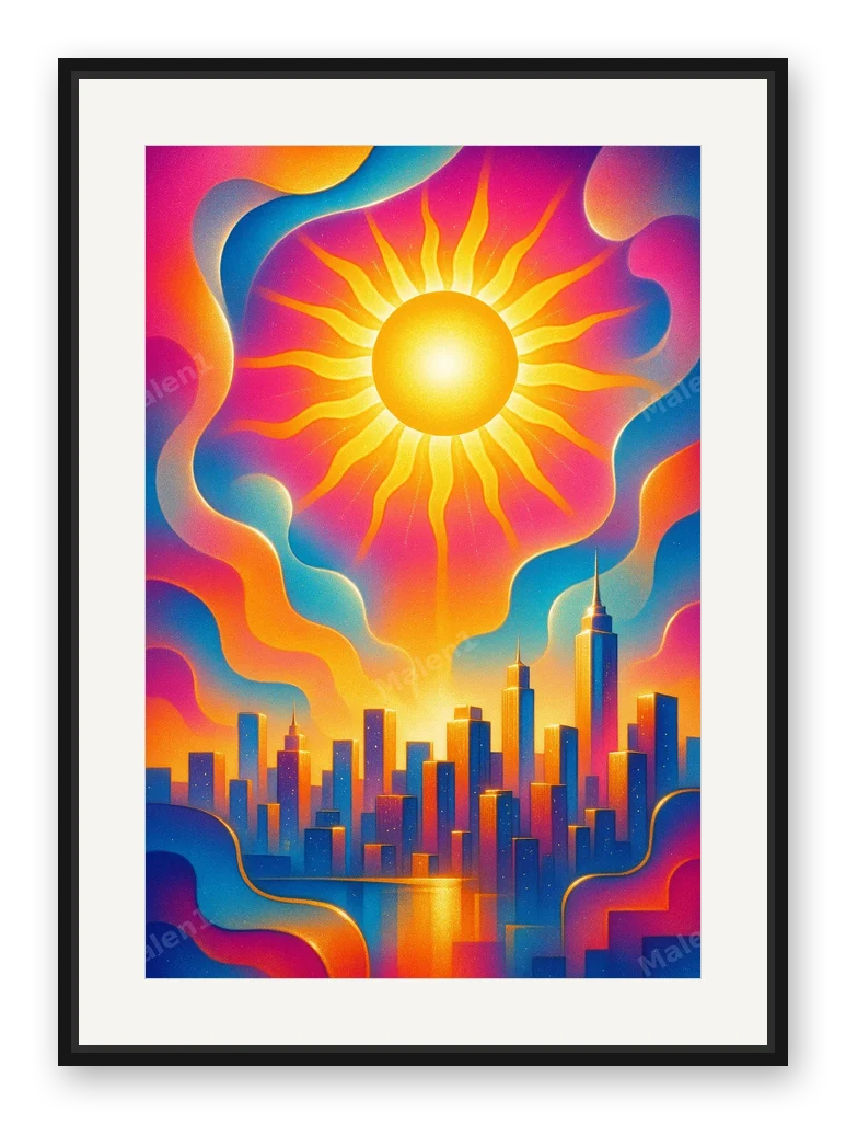 Sonne als Posterdruck im Raum