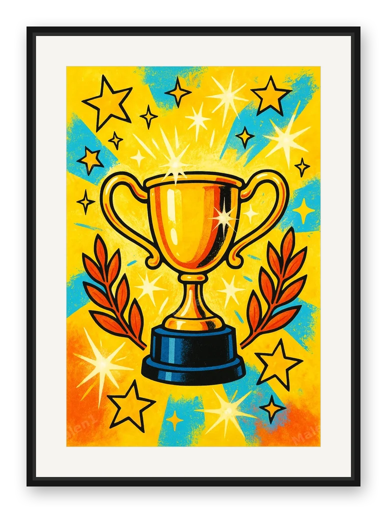 Goldene Trophäe als Posterdruck im Raum