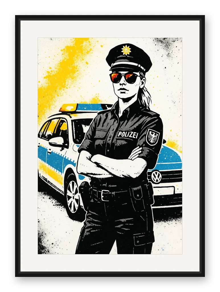 1,2 Polizei als Posterdruck im Raum