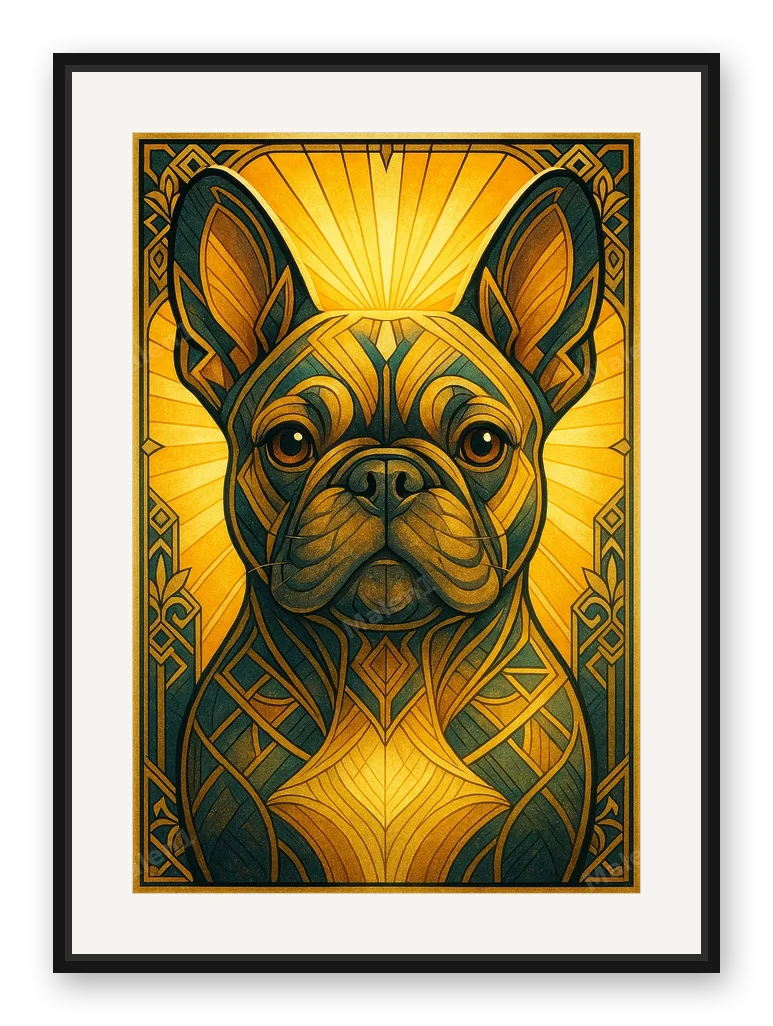 Bulldogge · Art Déco als Posterdruck im Raum