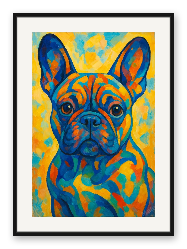 Bulldogge · Moderne als Posterdruck im Raum