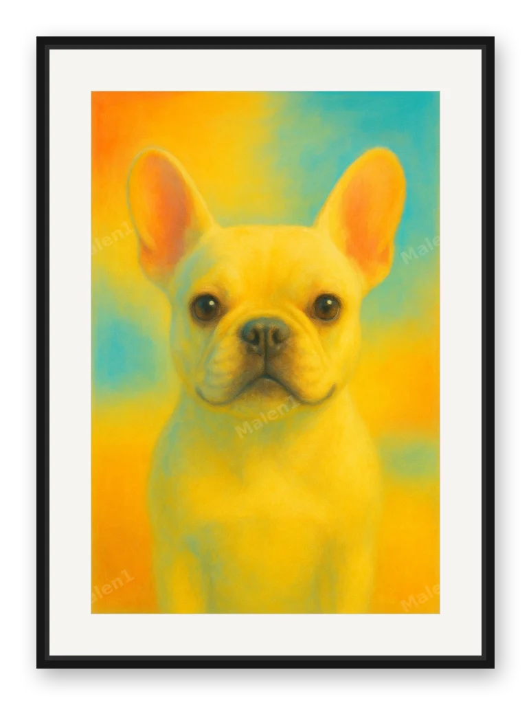 Bulldogge · Color Field als Posterdruck im Raum