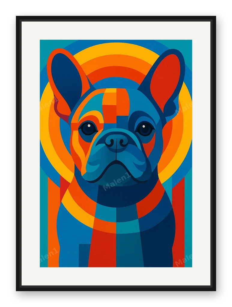 Bulldogge · Hard-Edge als Posterdruck im Raum