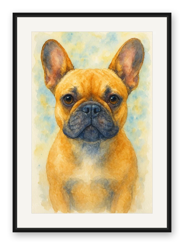 Bulldogge · Aquarell als Posterdruck im Raum