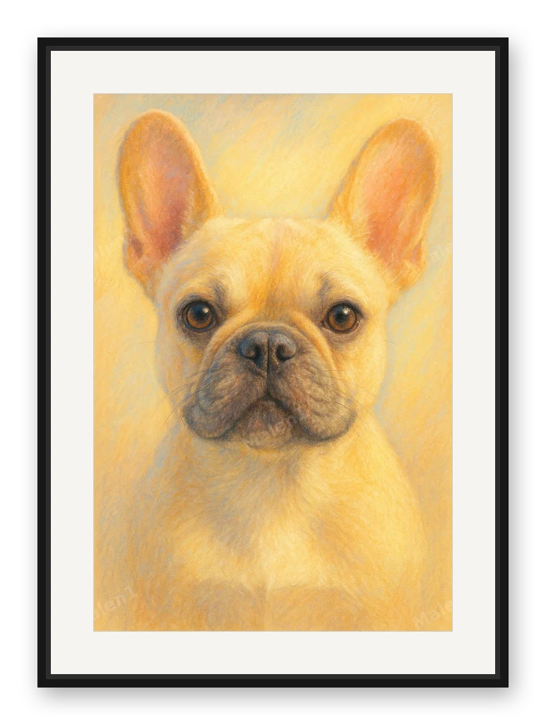 Bulldogge · Pastell als Posterdruck im Raum