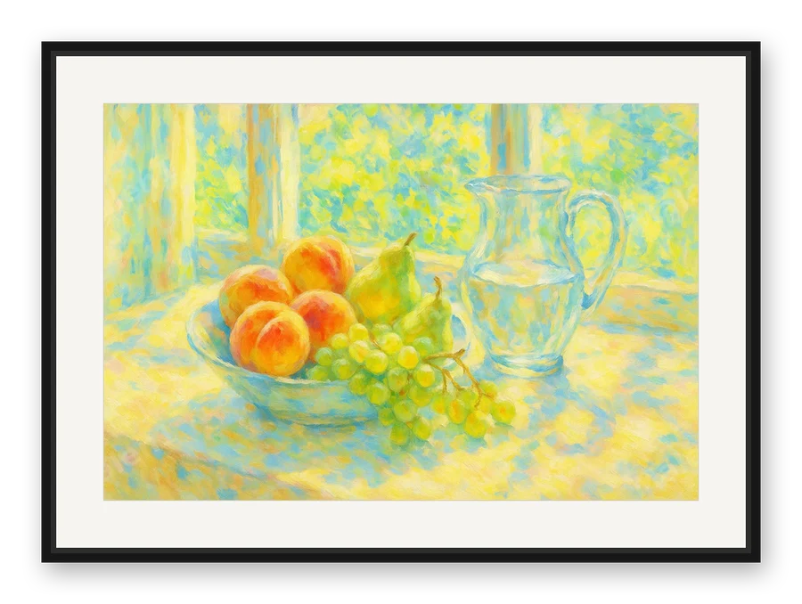 Obstschale am Fenster als Posterdruck im Raum