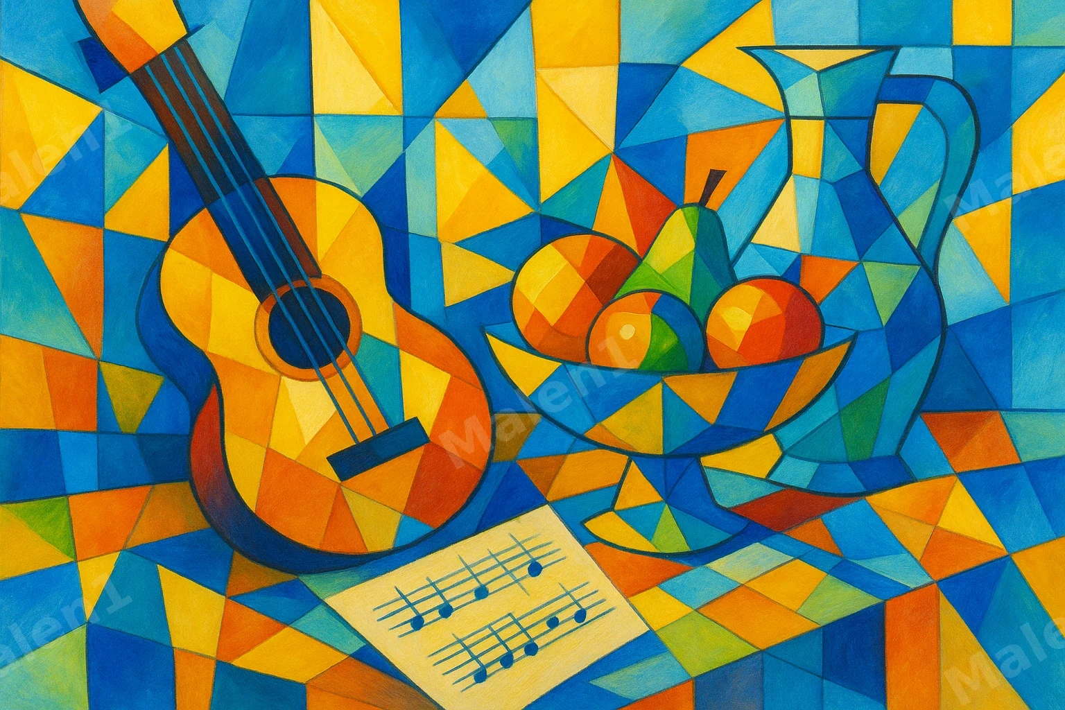 Gitarre und Früchte