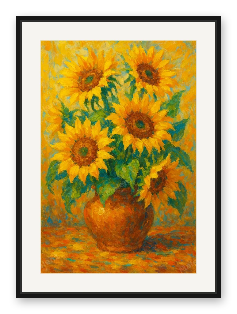 Sonnenblumen als Posterdruck im Raum