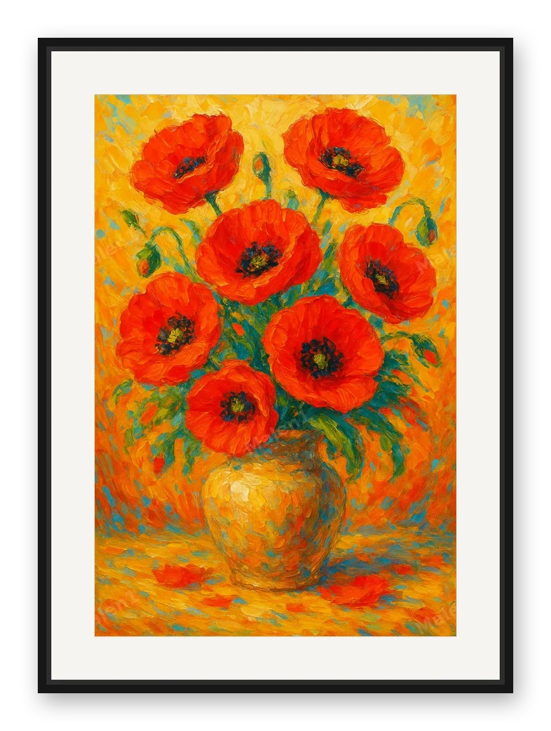 Mohnblumen als Posterdruck im Raum