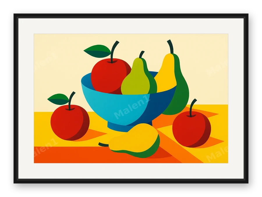 Geometrisches Obst als Posterdruck im Raum