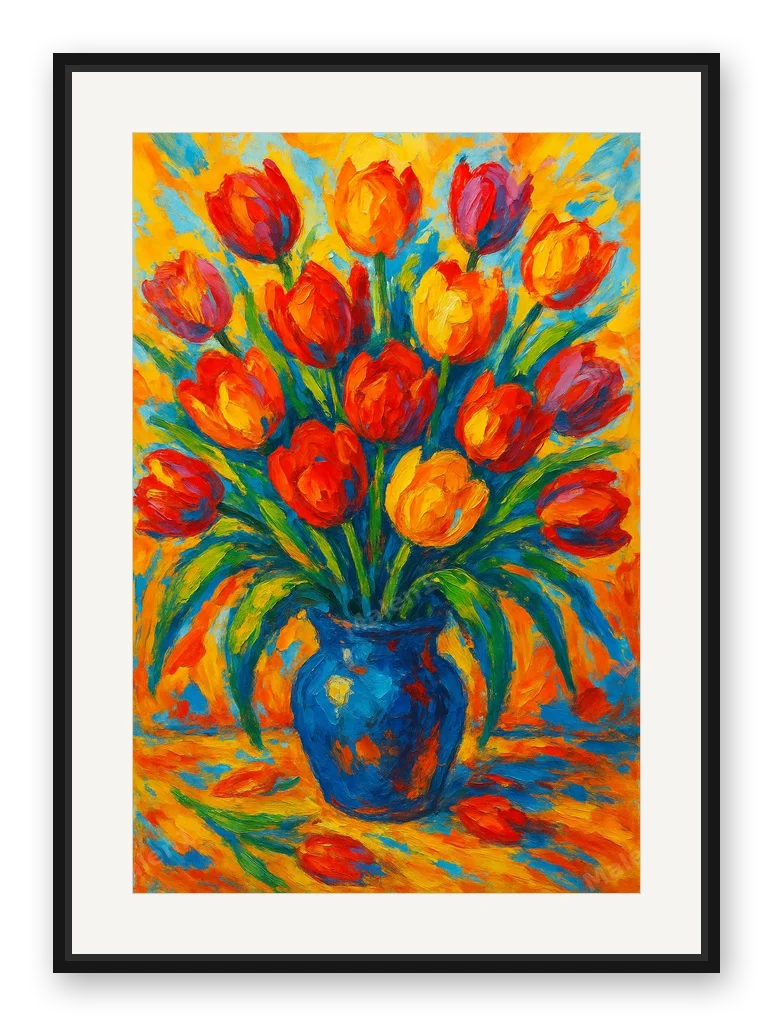Wilde Tulpen als Posterdruck im Raum