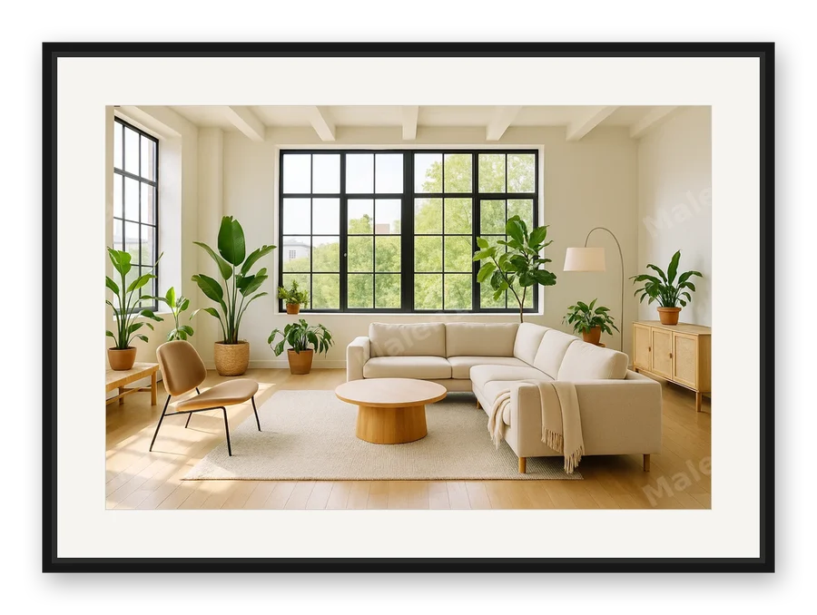 Loft mit Pflanzen als Posterdruck im Raum