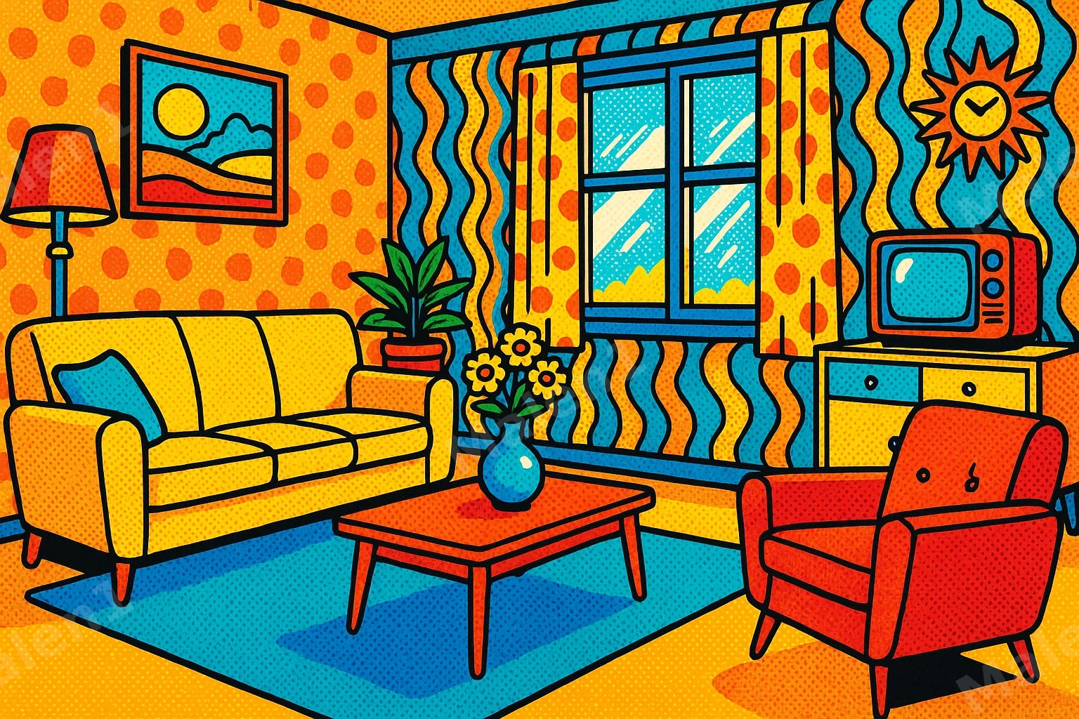 Buntes Retro-Zimmer