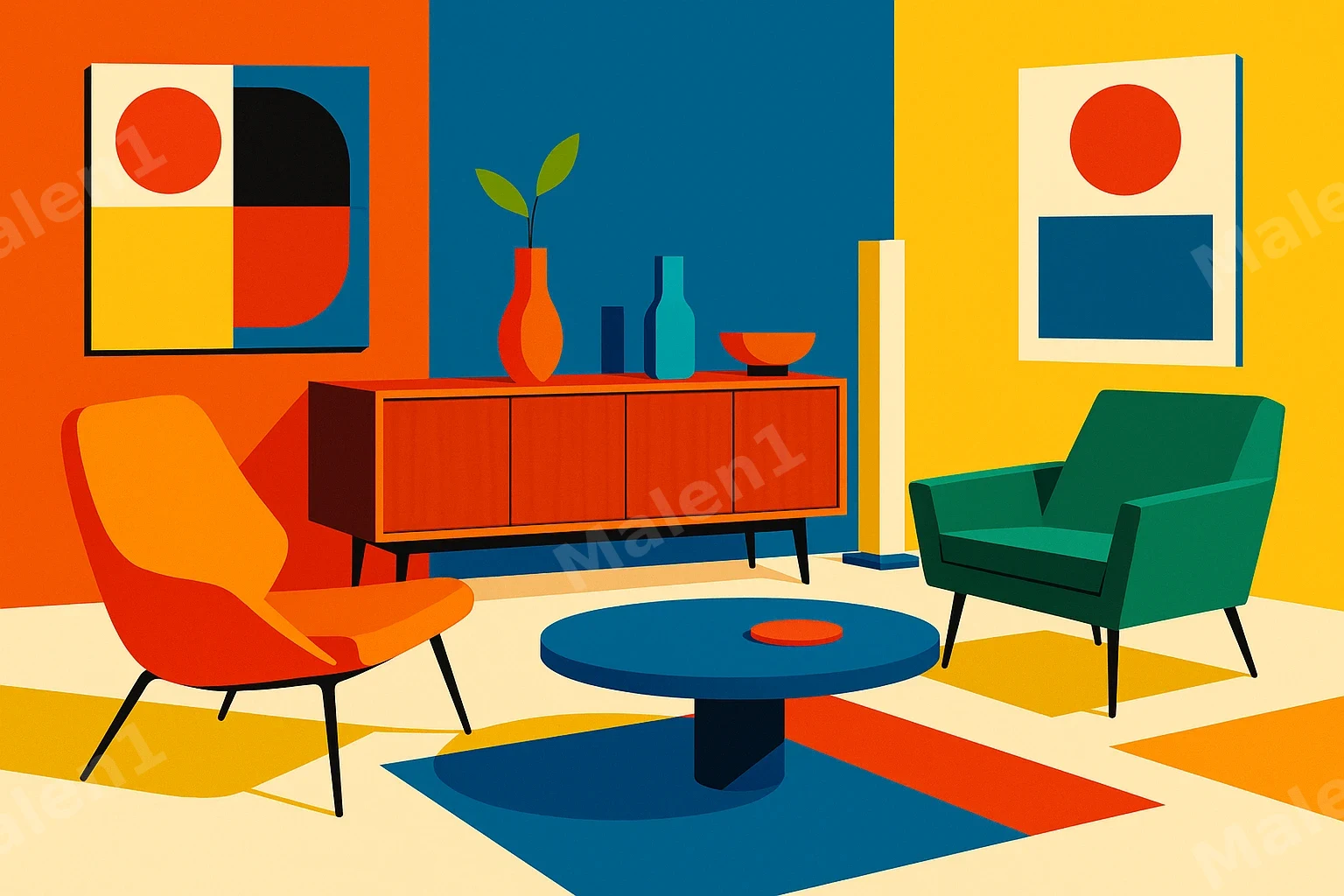 Mid-Century Wohnzimmer