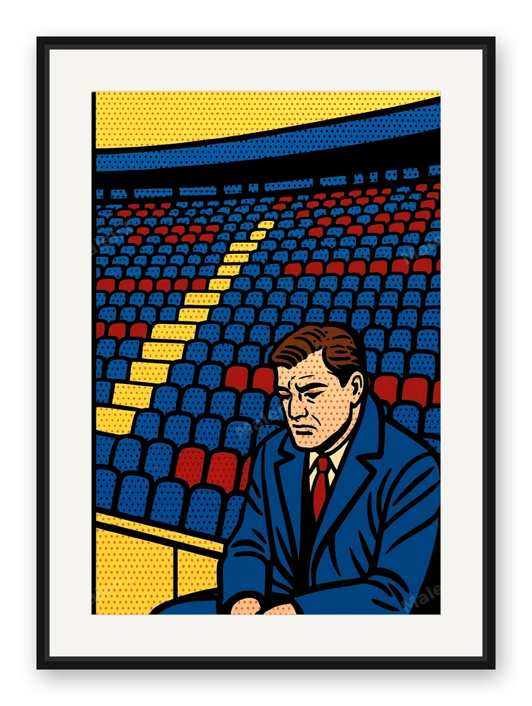 Einsameer Mann im Stadion als Posterdruck im Raum
