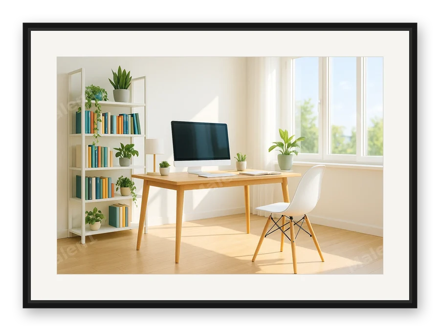 Helles Homeoffice als Posterdruck im Raum