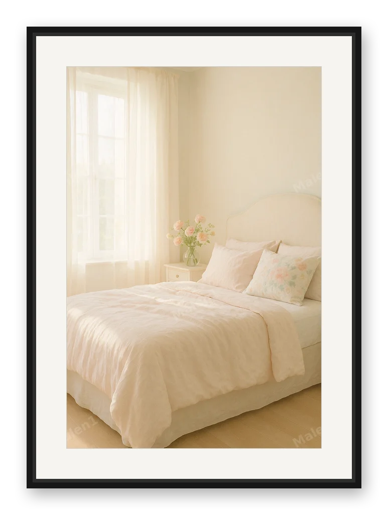 Sanftes Schlafzimmer als Posterdruck im Raum
