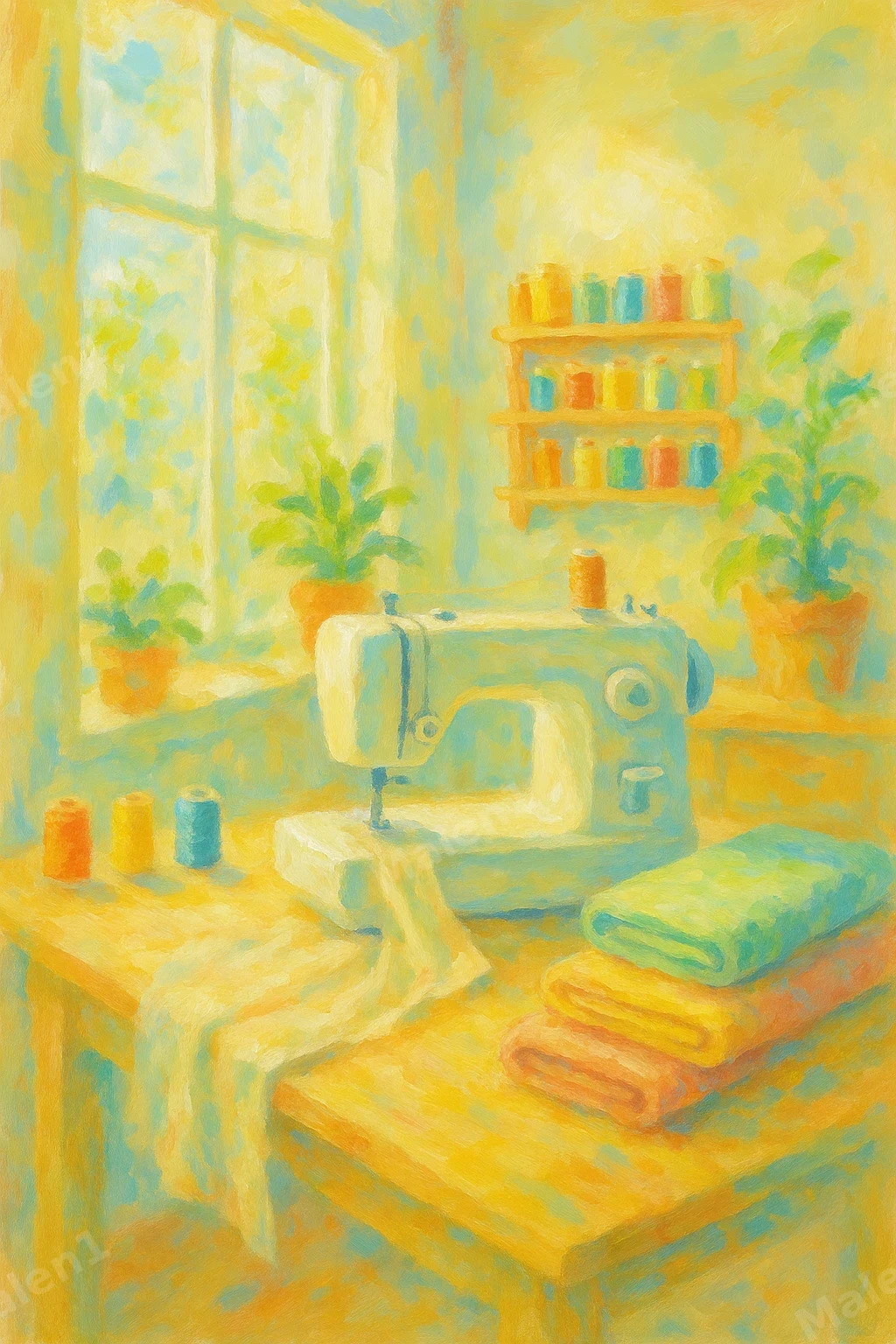 Nähzimmer am Fenster