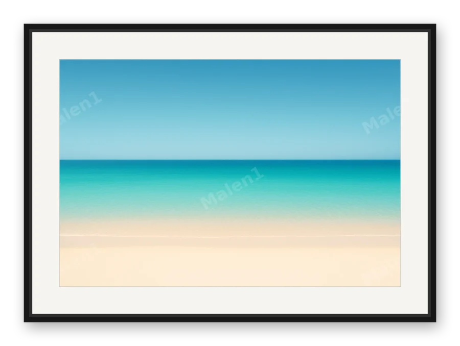 Horizont in Blau als Posterdruck im Raum
