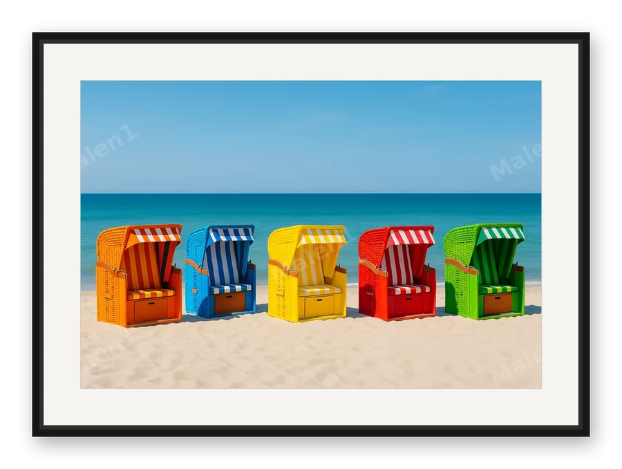 Strandkörbe als Posterdruck im Raum
