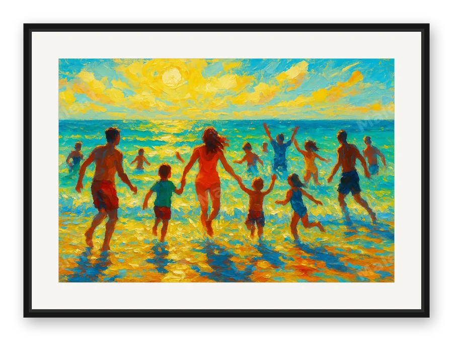 Spiel im Wasser als Posterdruck im Raum
