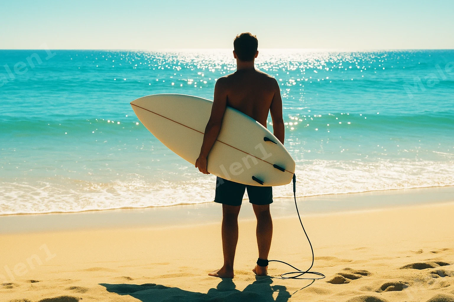 Surfer im Licht