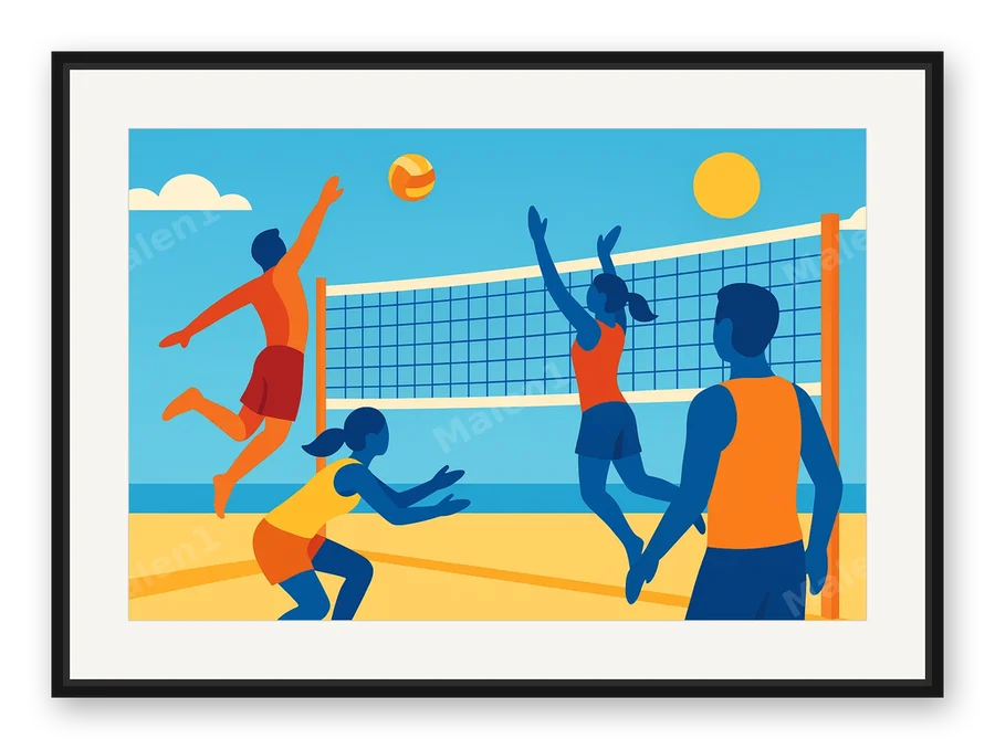 Strandvolleyball als Posterdruck im Raum