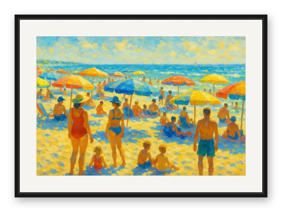 Voller Sommerstrand als Posterdruck im Raum