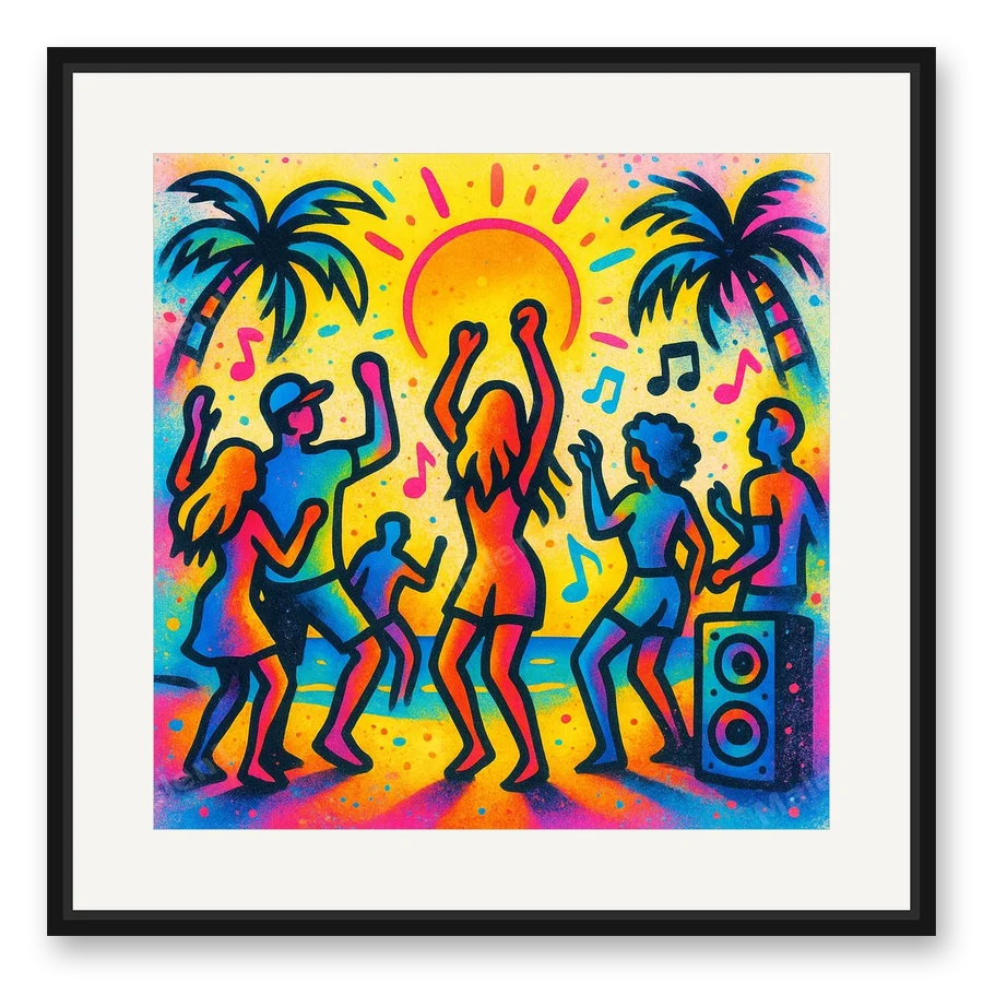 Strandparty als Posterdruck im Raum