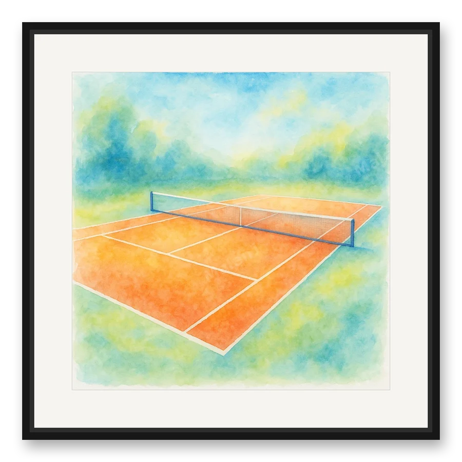 Tennis-Court als Posterdruck im Raum