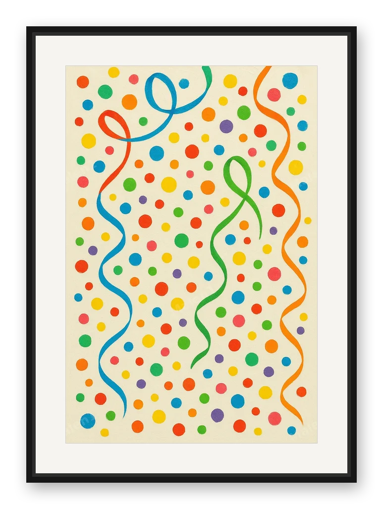 Confetti als Posterdruck im Raum