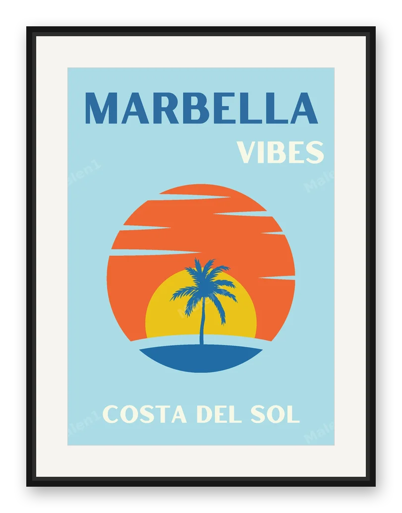 Marbella Vibes als Posterdruck im Raum