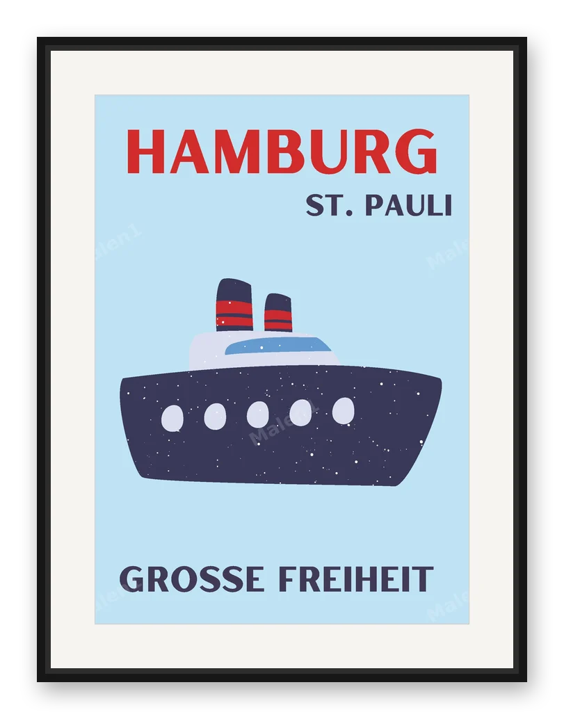 Hamburg - St. Pauli als Posterdruck im Raum