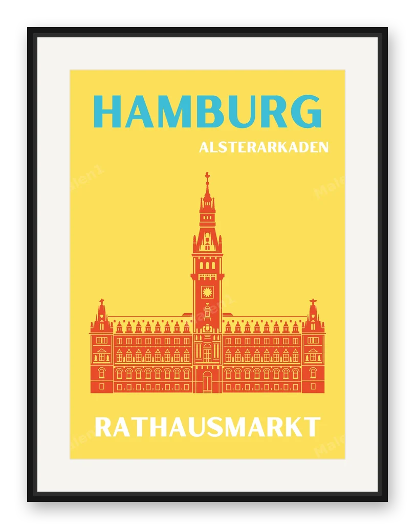 Alsterarkaden als Posterdruck im Raum