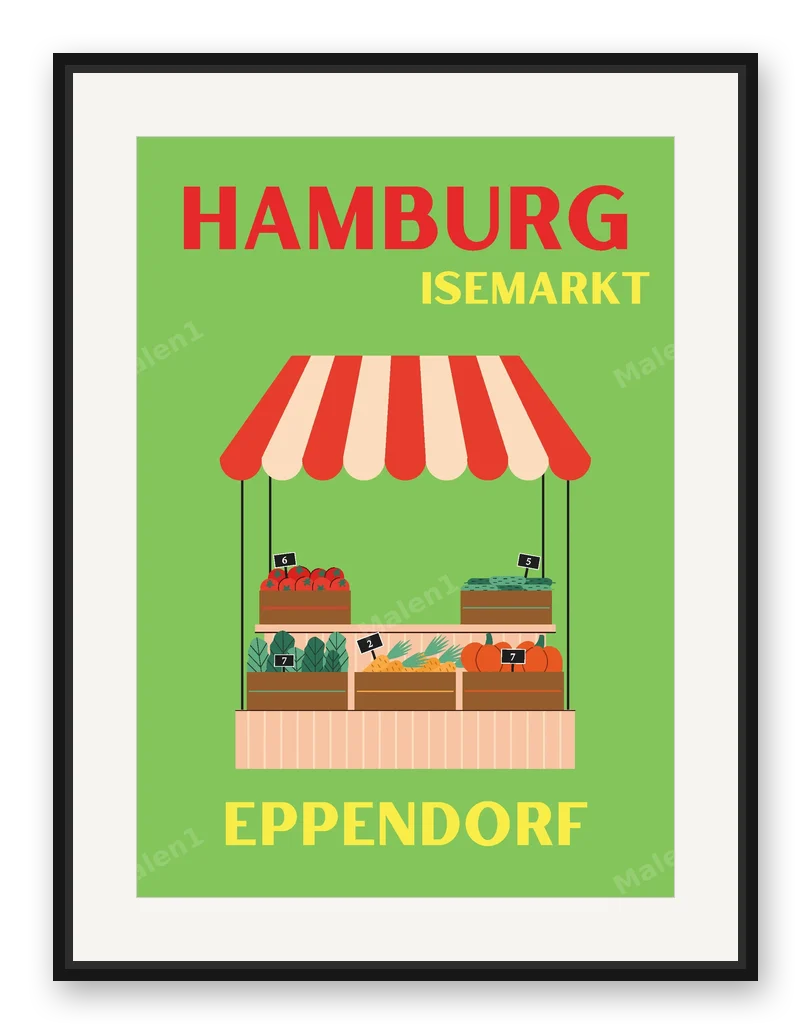 HAMBURG ISEMARKT als Posterdruck im Raum