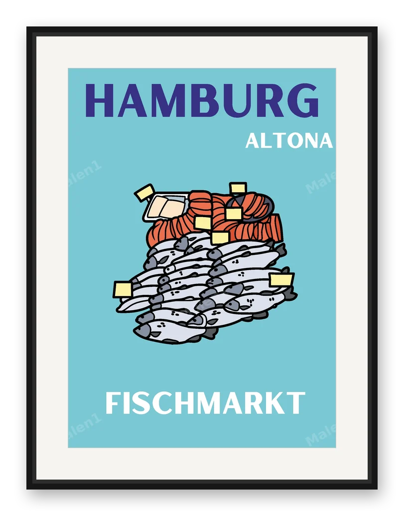 HAMBURG FISCHMARKT als Posterdruck im Raum