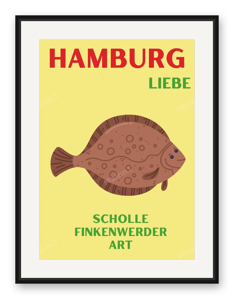 HAMBURG SCHOLLE FINKENWERDER ART als Posterdruck im Raum