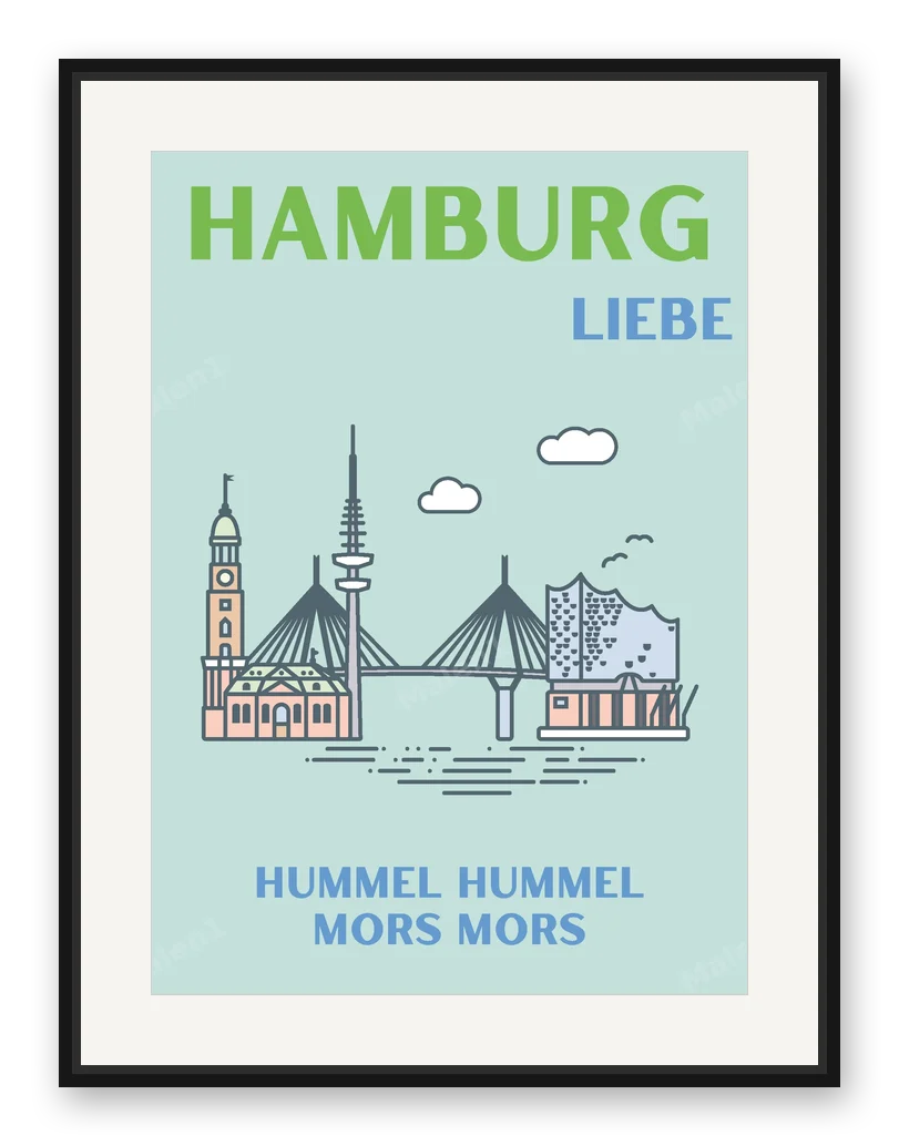HAMBURG HUMMEL MORS als Posterdruck im Raum