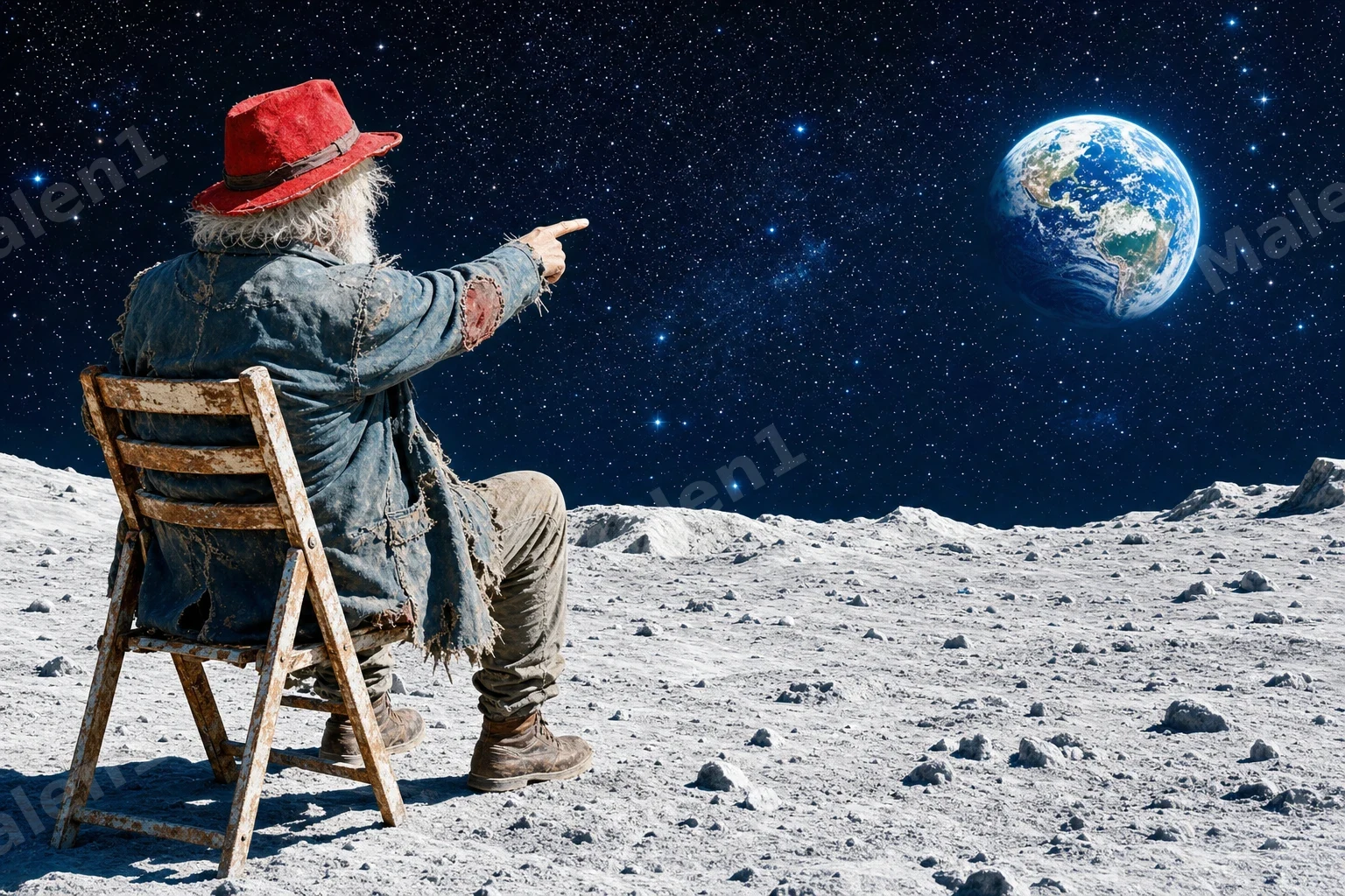 Mann auf dem Mond