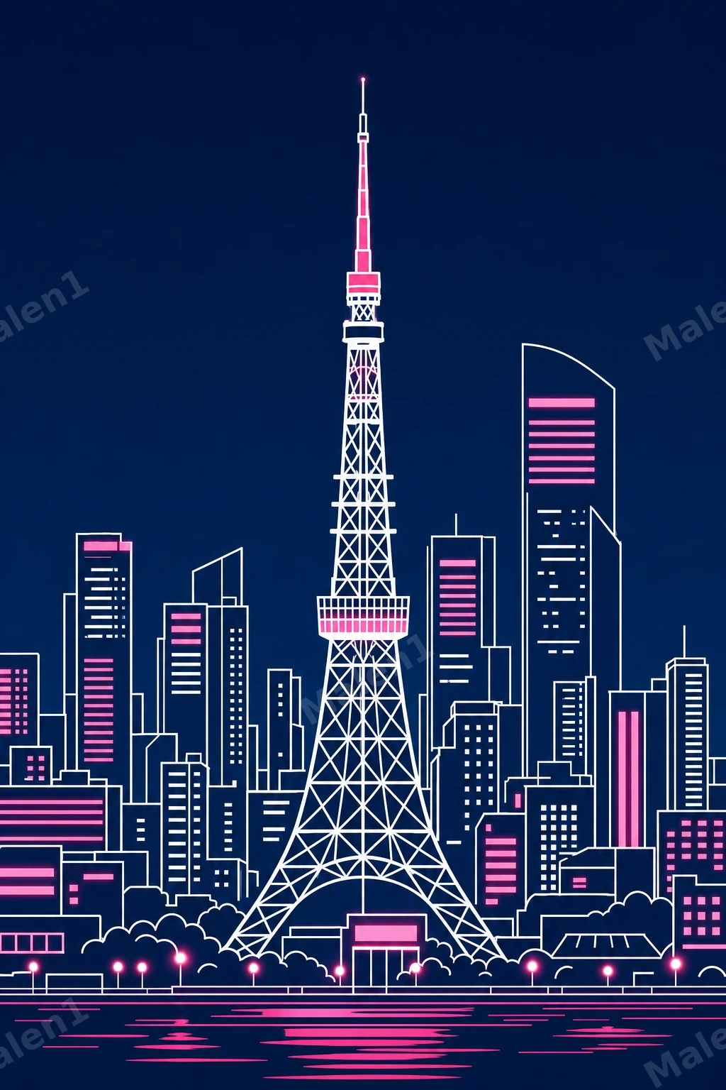 Tokyo Night Skyline – Minimalist Zen