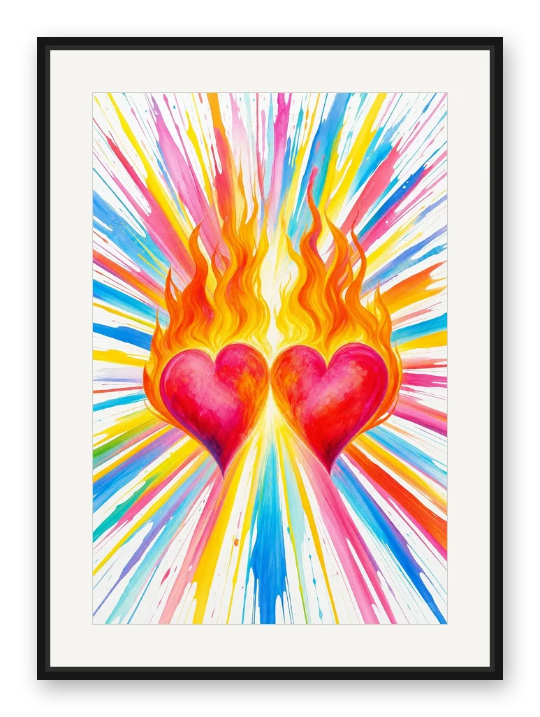 burnig hearts on fire als Posterdruck im Raum
