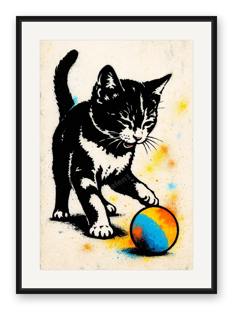 Katze als Posterdruck im Raum