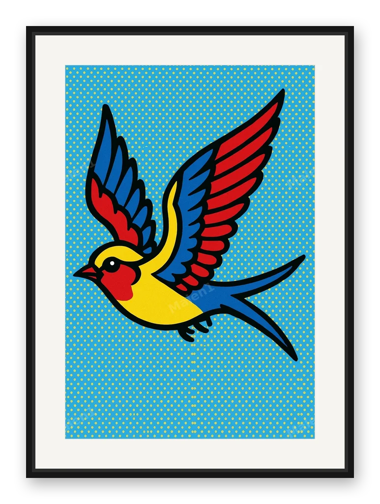 Vogel als Posterdruck im Raum