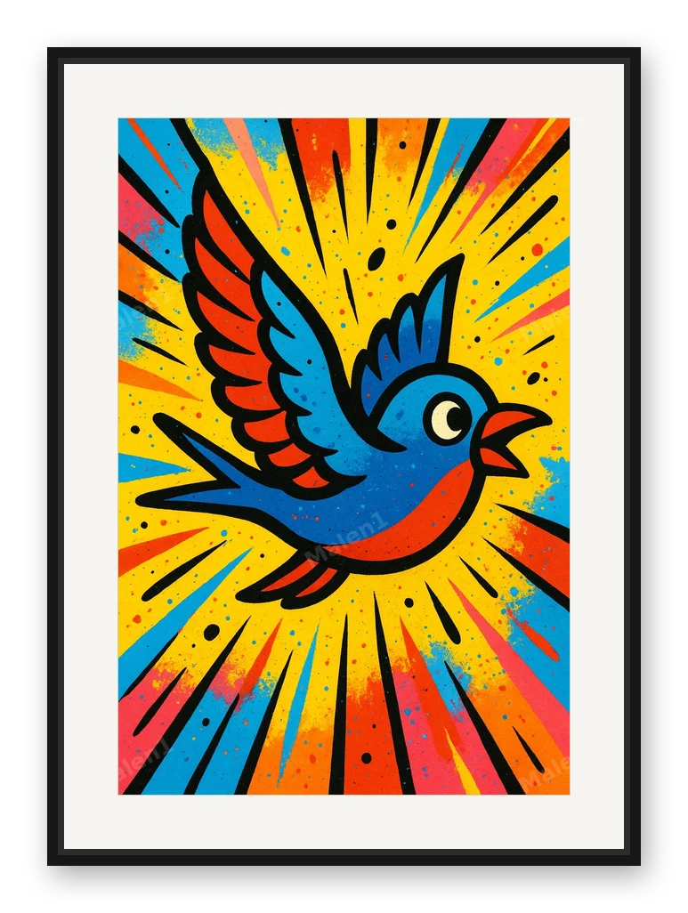 Vogel als Posterdruck im Raum