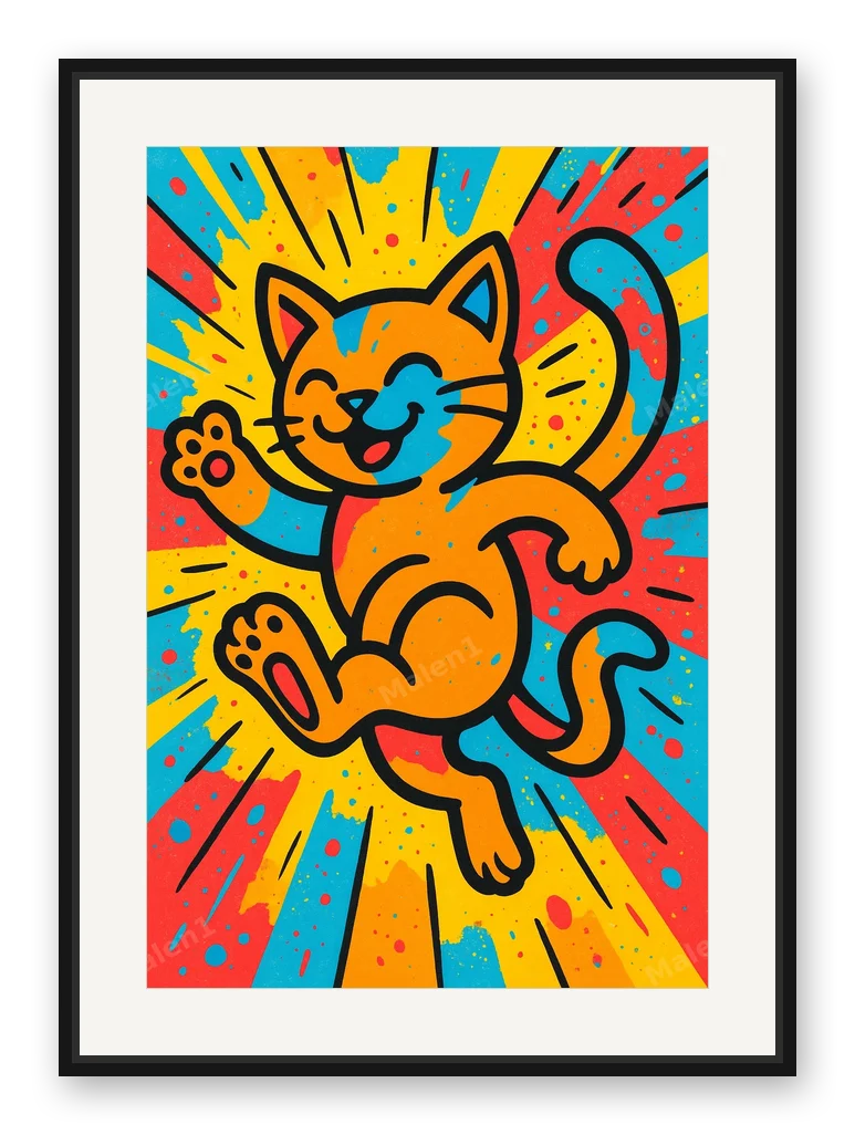 Katze als Posterdruck im Raum